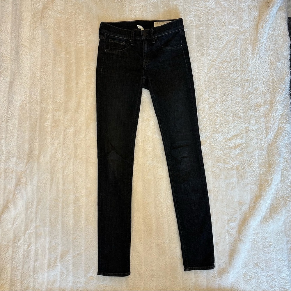 Low-rise washed black Rag & Bone skinny jeans